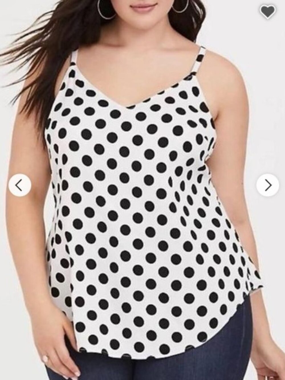 Torrid Black Polka Dot Tank with Adjustable Straps Size 2